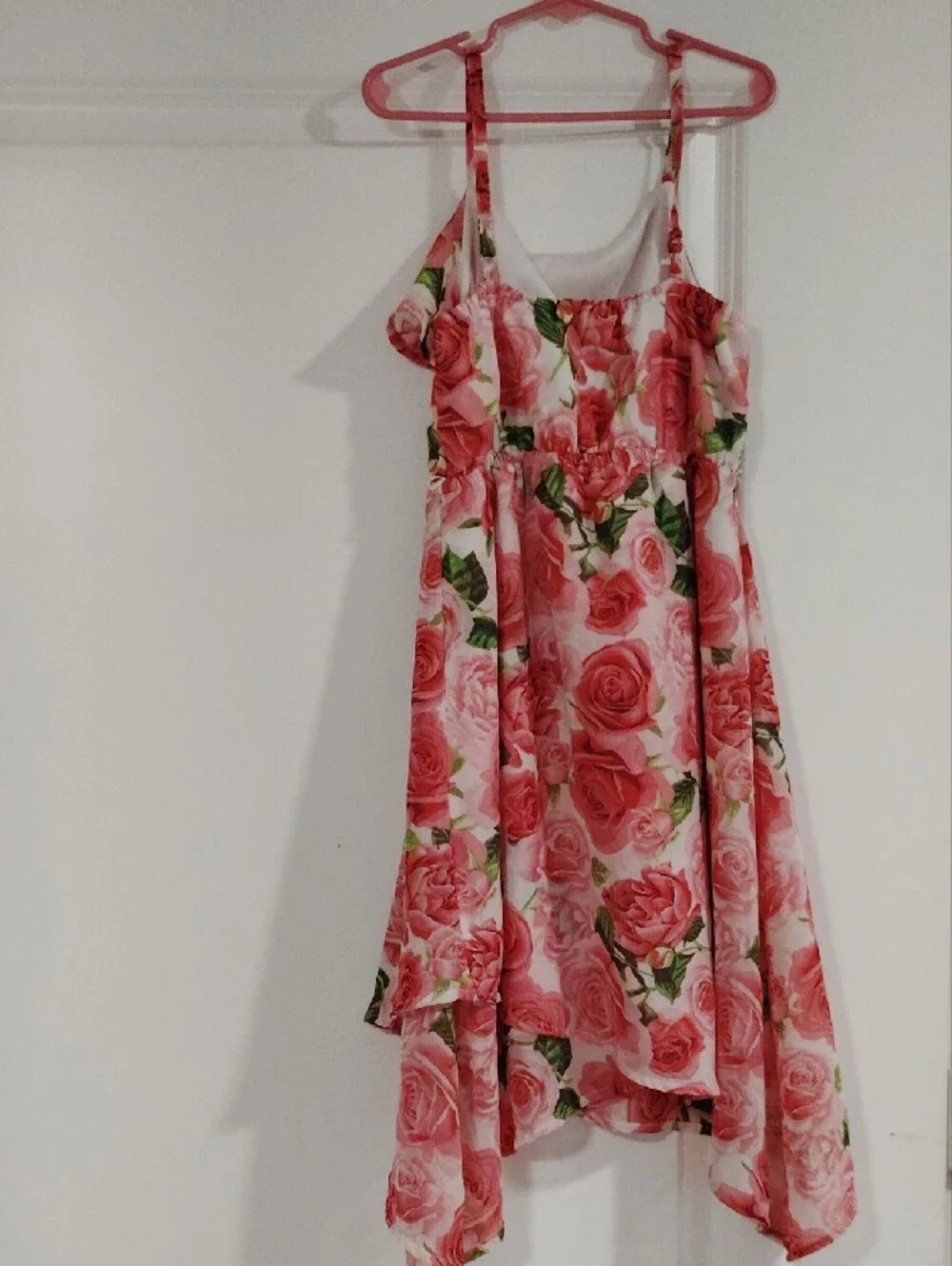 Girls Pink Rose Print Sundress - Floral Spaghetti Strap Dress